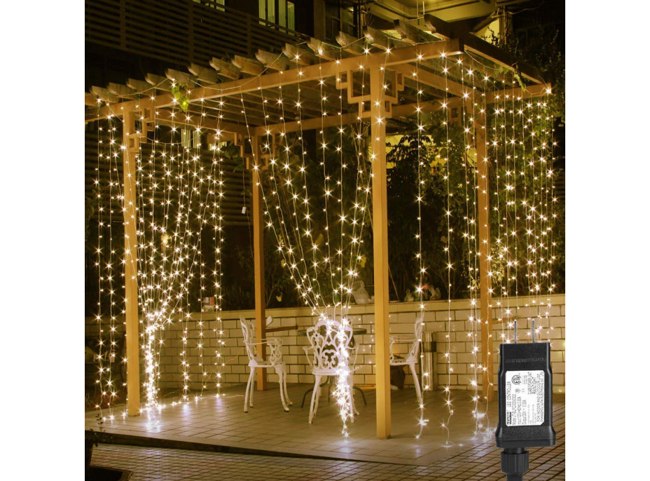 Vánoční svítící 300 LED závěs 3x3m