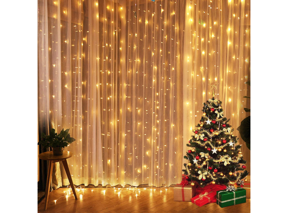 Vánoční svítící 300 LED závěs 3x3m