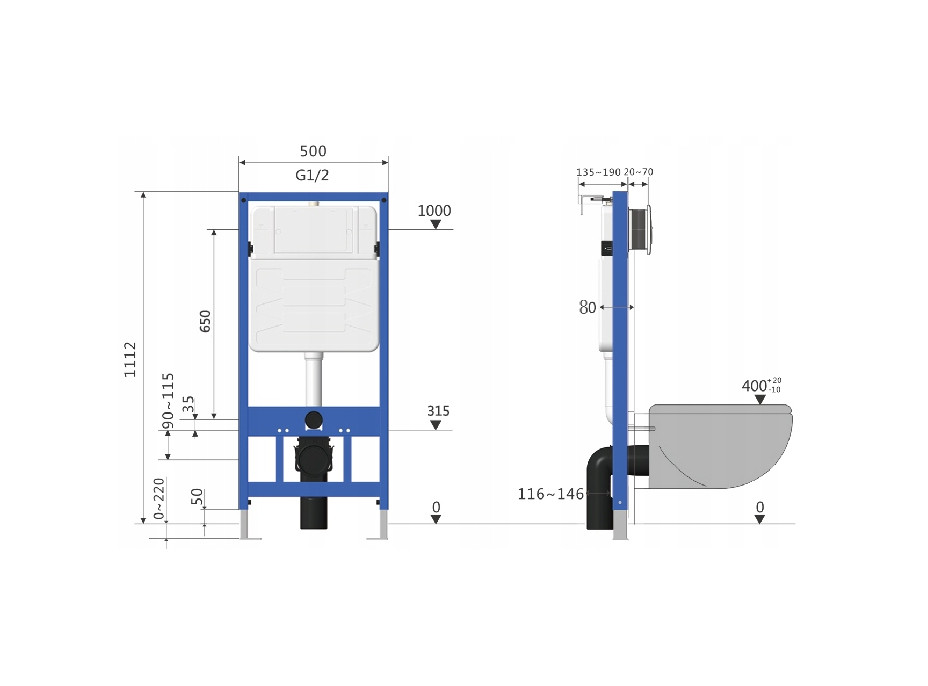 WC modul Mexen Fenix slim pro závěsné WC, 60100