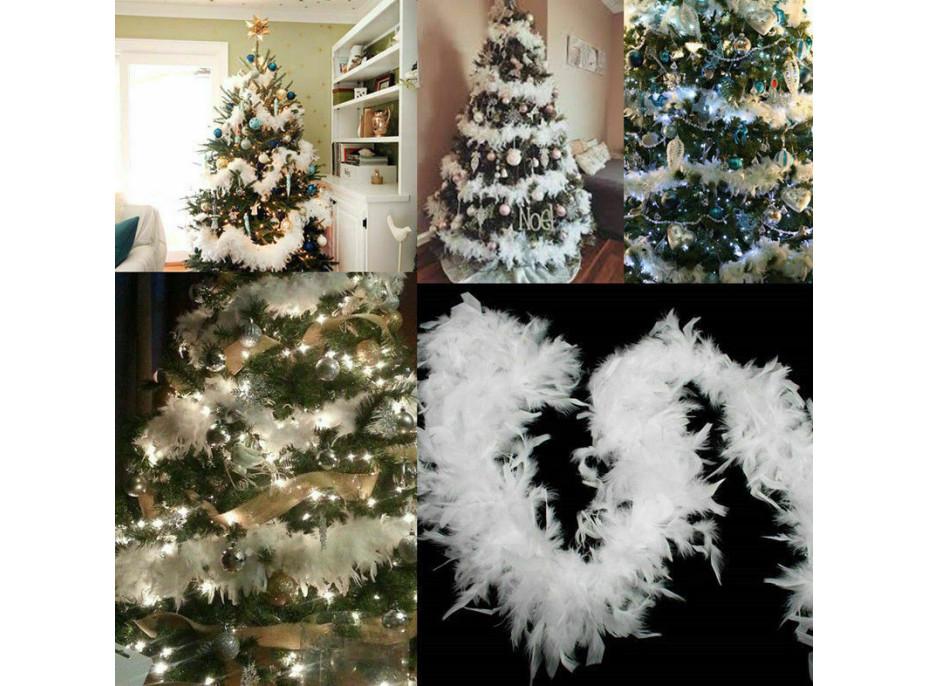 Girlanda peříčka 180 cm - bílá