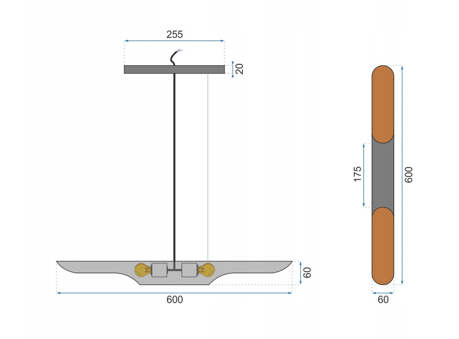 Stropní svítidlo TUBE 60 cm - černé