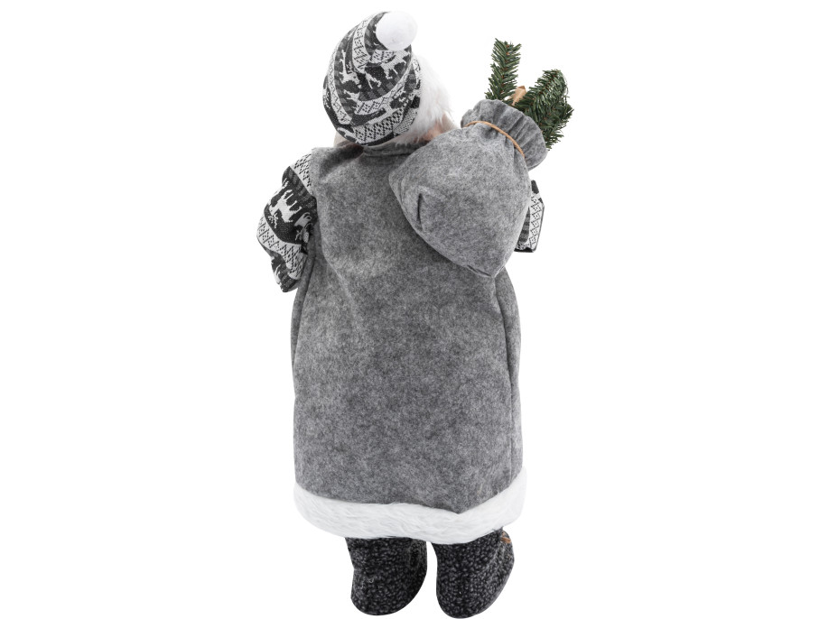 Vánoční dekorativní figurka Santa Claus - šedý - 83 cm