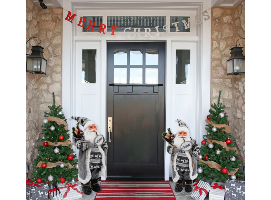 Vánoční dekorativní figurka Santa Claus - šedý - 83 cm