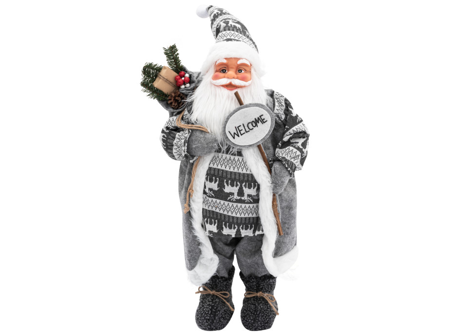 Vánoční dekorativní figurka Santa Claus - šedý - 83 cm