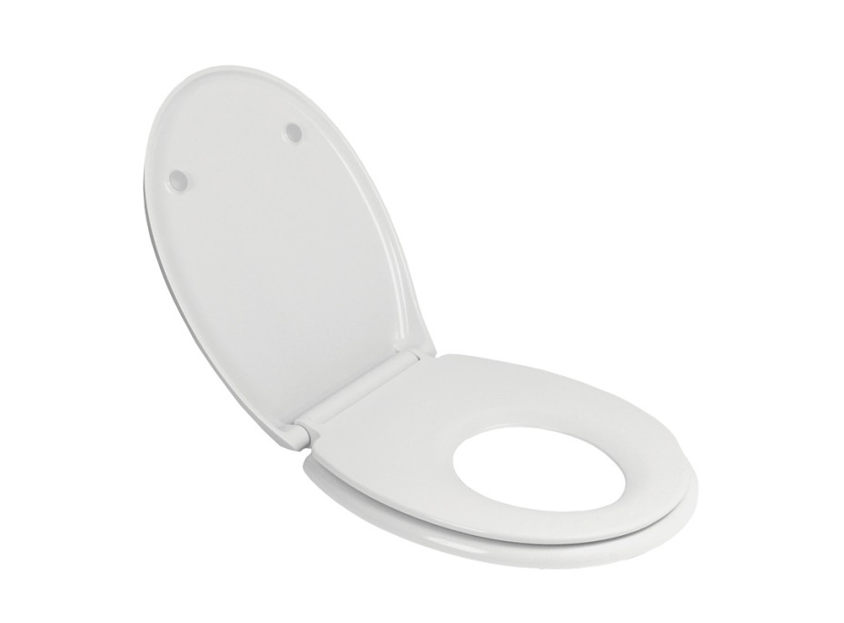 Samozavírací BABY WC sedátko, duroplast, bílé, s odnímatelnou dětskou vložkou a panty