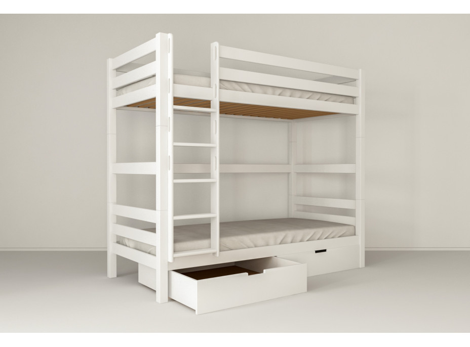 Dětská patrová postel z MASIVU BUK - DANIEL 200x90cm - bílá
