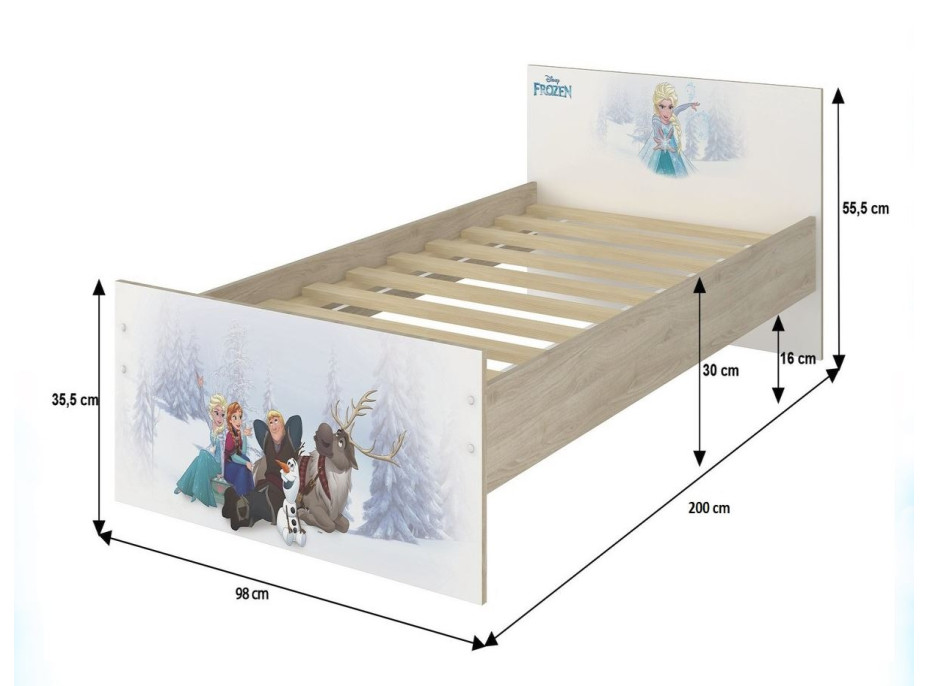 Dětská postel MAX se šuplíkem Disney - FROZEN 2 200x90 cm - Elsa a Anna