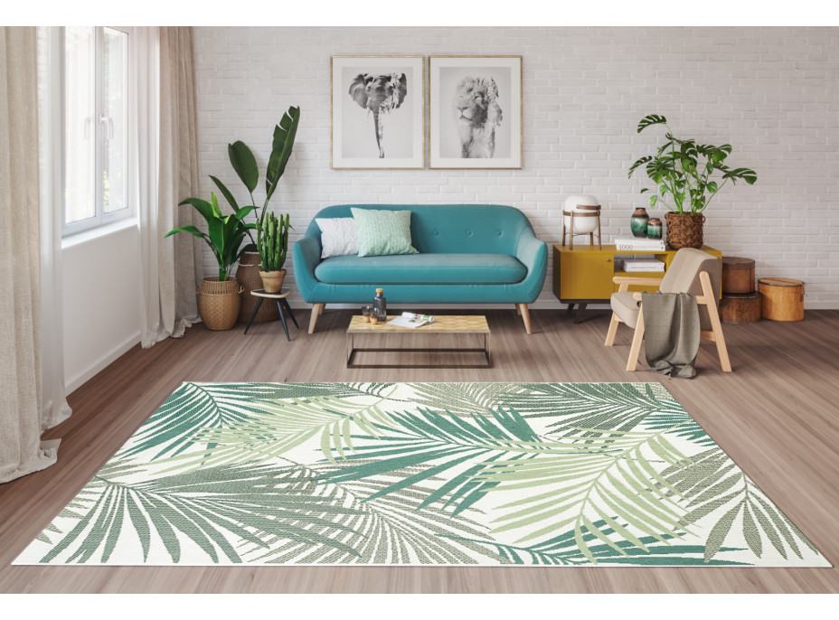 Sisalový koberec JUNGLE listy - zelený
