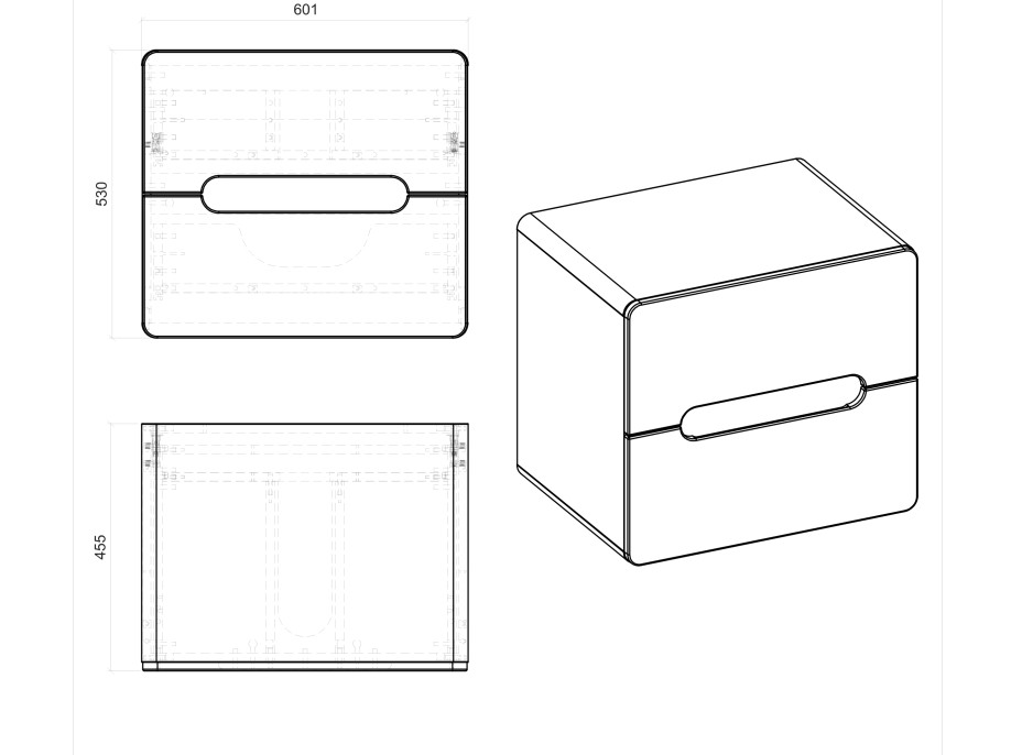 Koupelnová závěsná skříňka pod umyvadlo na desku BÁRA 60 cm