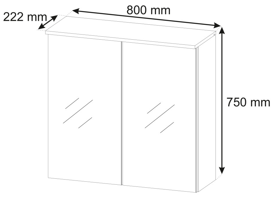 Koupelnová závěsná skříňka VECTA se zrcadlem 80 cm - s LED světlem