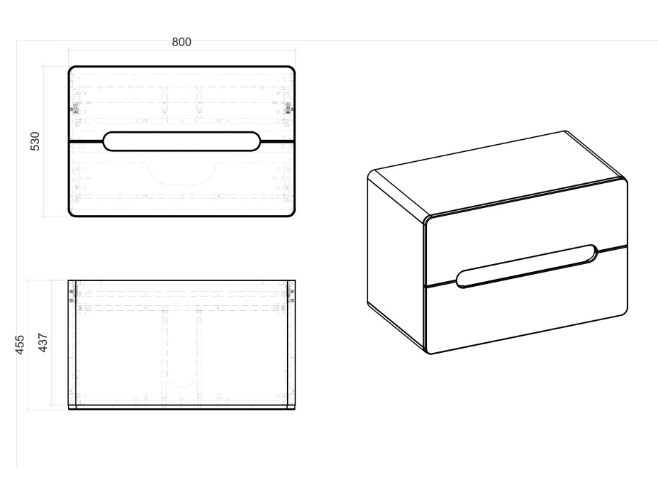 Koupelnová závěsná skříňka pod umyvadlo na desku BÁRA 80 cm