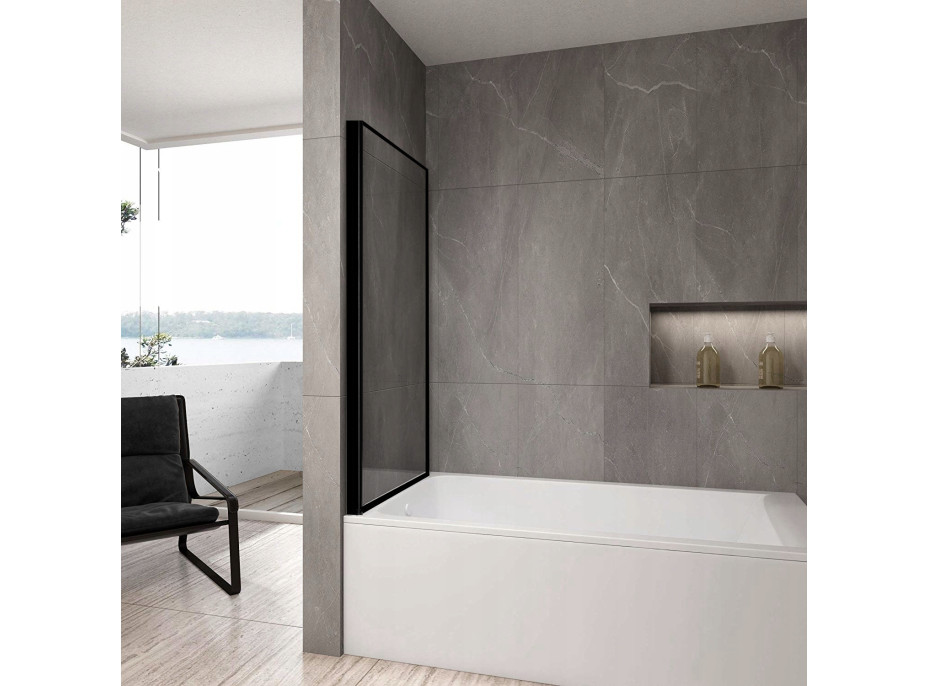 Vanová zástěna MAXMAX Rea LAGOS 70x140 cm - s kloubem - černá