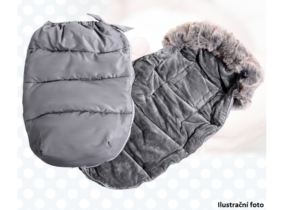 Fusak do kočárku - šedý s kožešinou