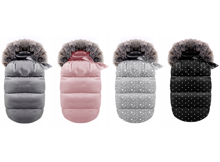 Fusak do kočárku - šedý s kožešinou