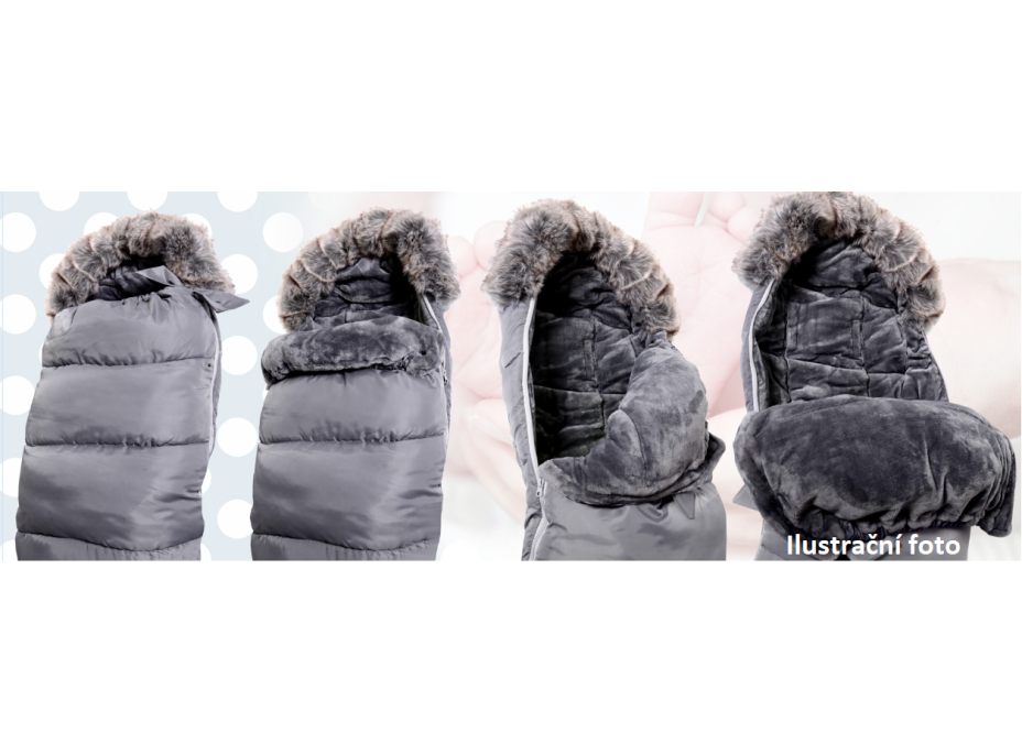 Fusak do kočárku - šedý s kožešinou