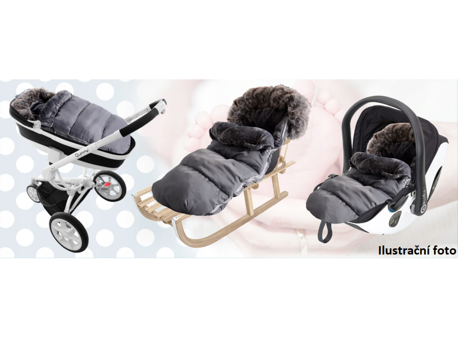 Fusak do kočárku - šedý s kožešinou
