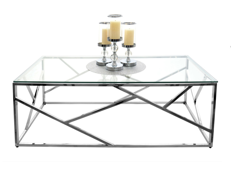 Konferenční stolek GLAMOUR sharp 120x60 cm - sklo/kov