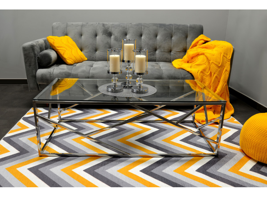 Konferenční stolek GLAMOUR sharp 120x60 cm - sklo/kov