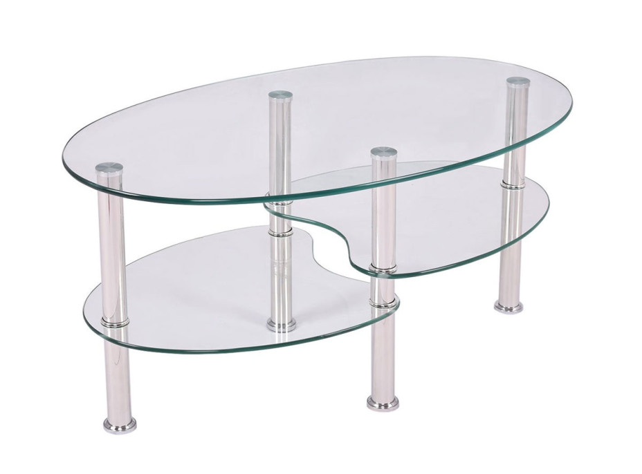 Konferenční stolek GLASS 90x60 cm - sklo/kov - čirý