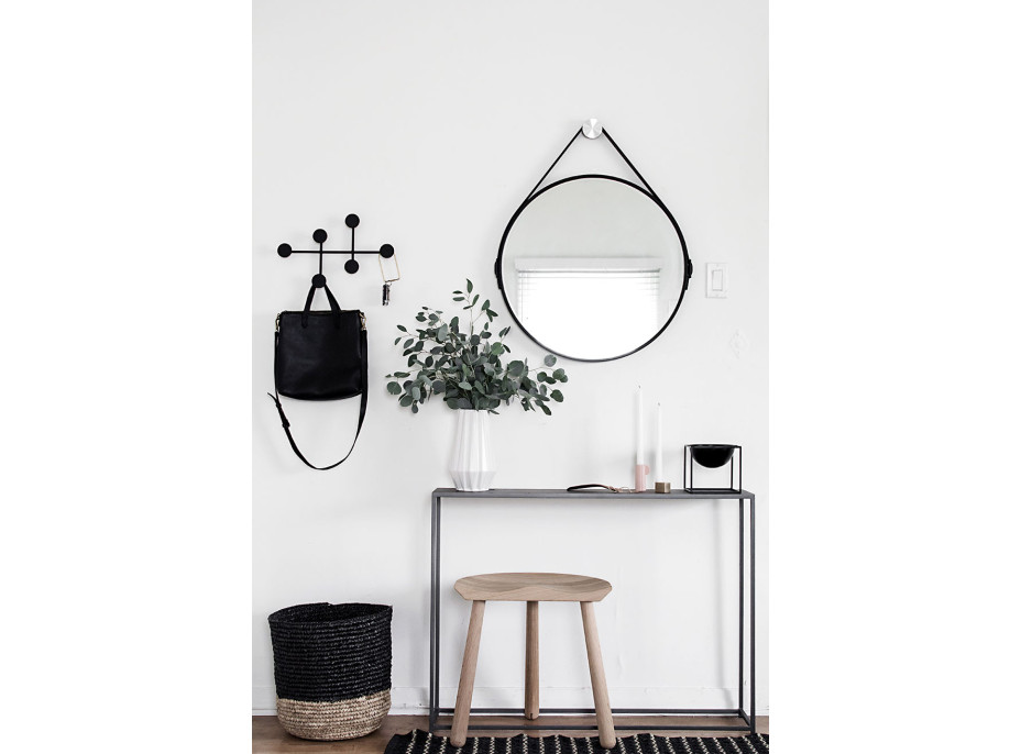 Kulaté zrcadlo na pásku LOFT 70 cm - černé