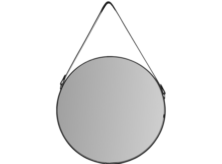 Kulaté zrcadlo na pásku LOFT 70 cm - černé