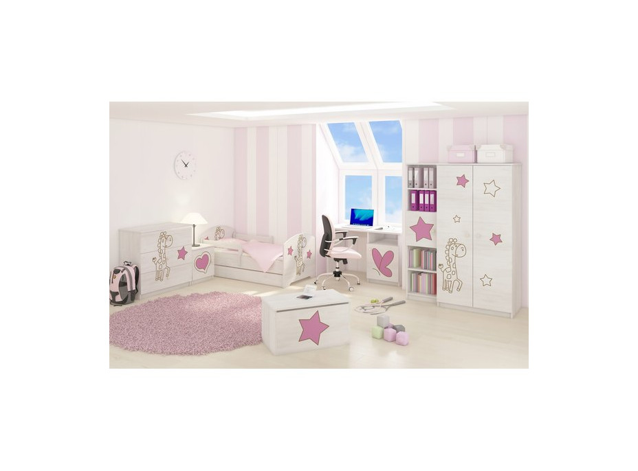 Dětská stěna do pokoje - ŽIRAFA - růžová