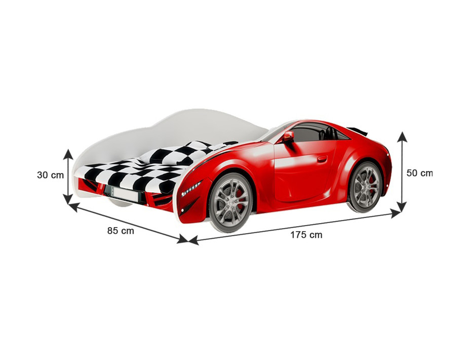 Dětská autopostel S-CAR 160x80 cm - červená