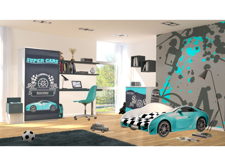 Dětská autopostel S-CAR 160x80 cm - modrá