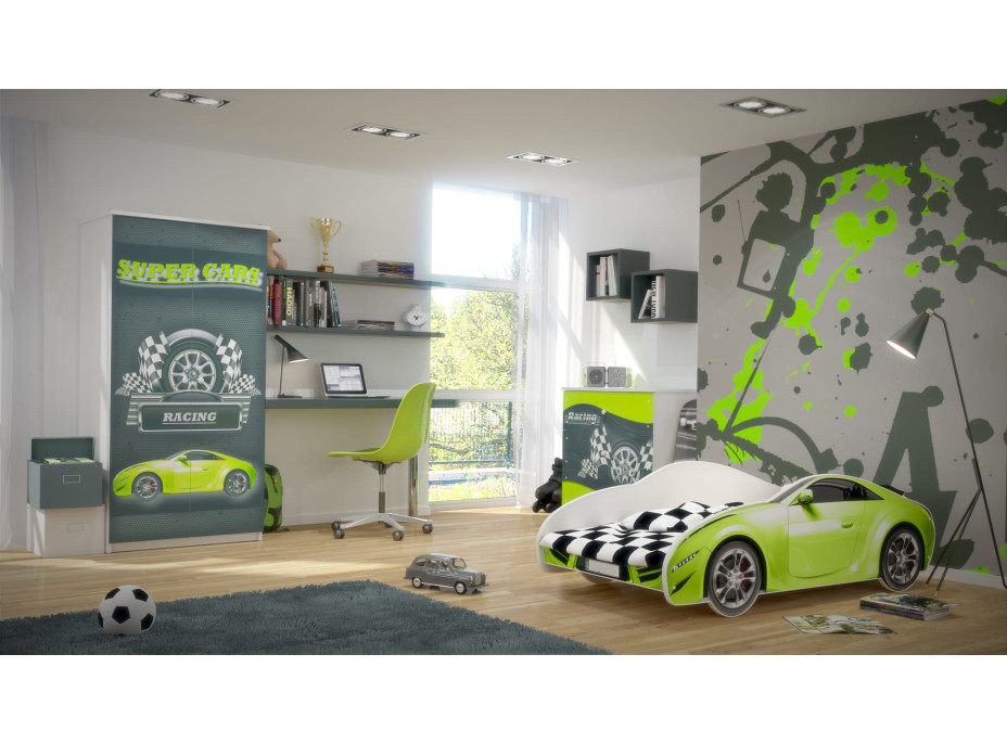 Dětská autopostel S-CAR 160x80 cm - zelená