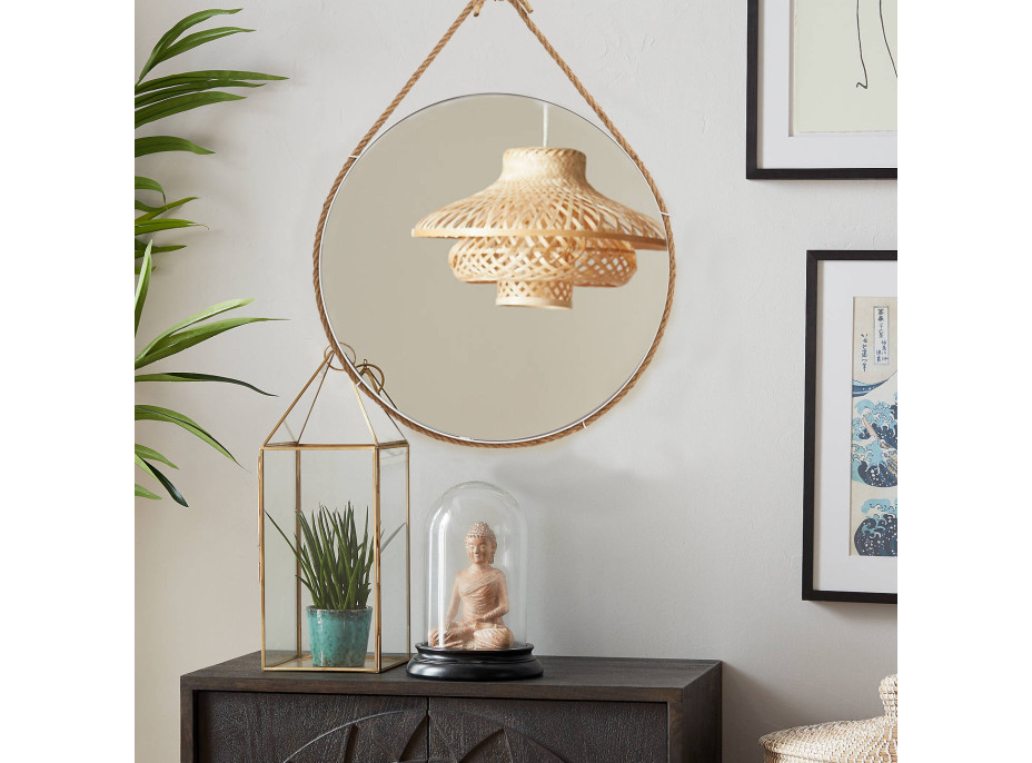 Kulaté zrcadlo na provazu LOFT 60 cm - bílé