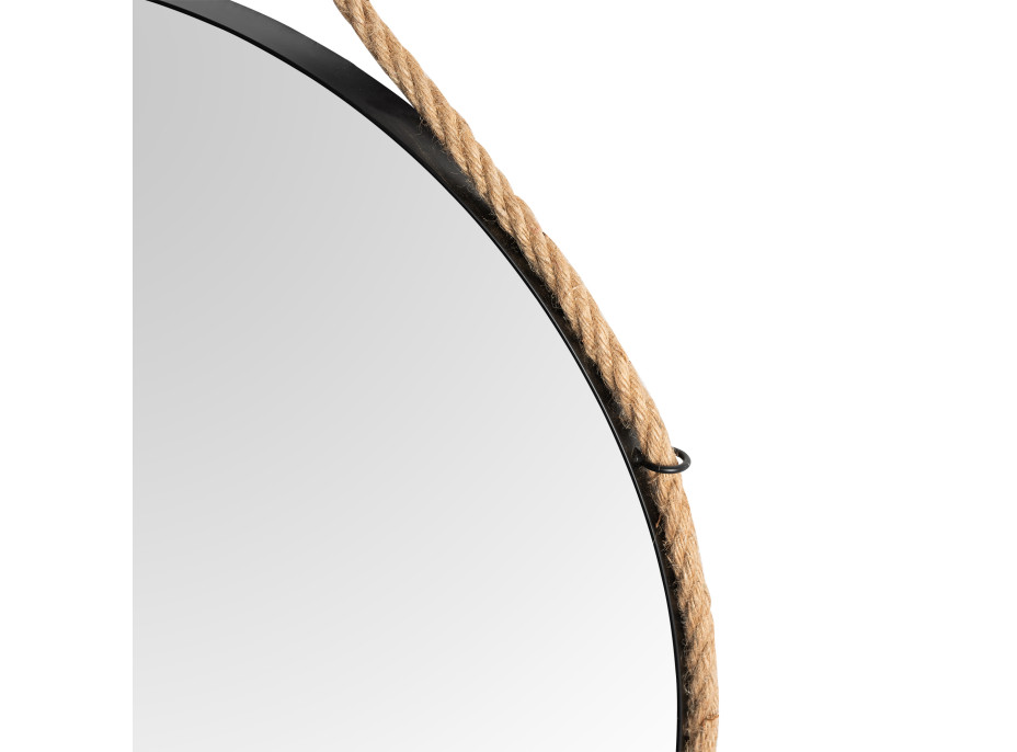 Kulaté zrcadlo na provazu LOFT 60 cm - černé