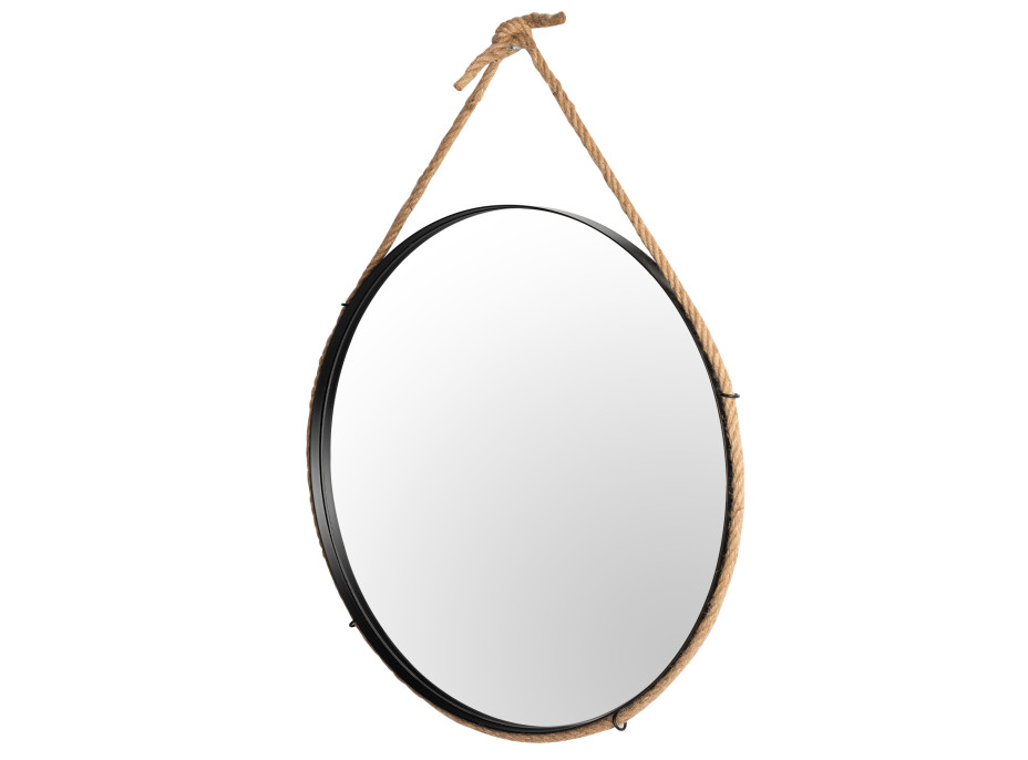 Kulaté zrcadlo na provazu LOFT 60 cm - černé