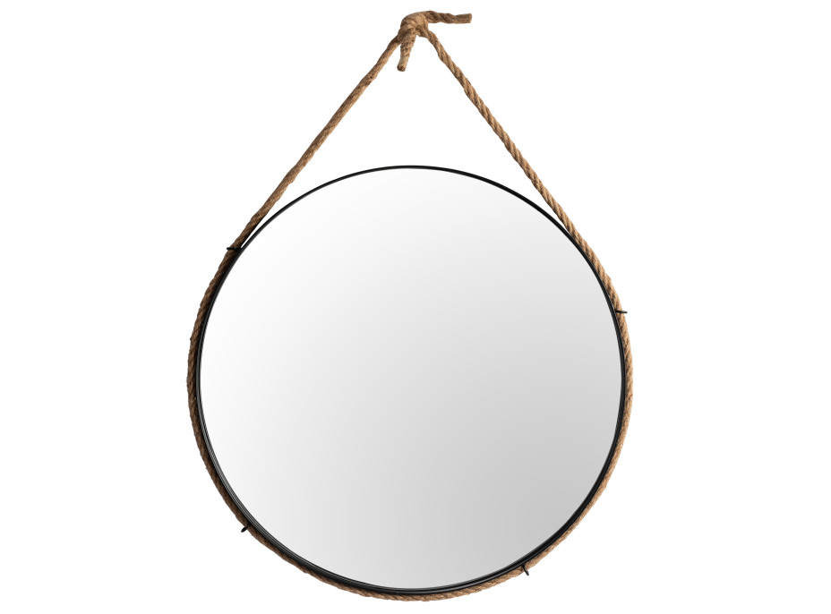 Kulaté zrcadlo na provazu LOFT 60 cm - černé