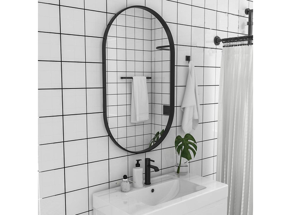 Oválné zrcadlo LOFT 70 cm - černé