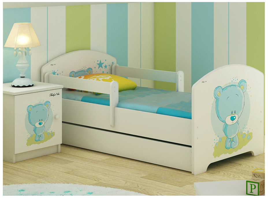 Dětská postel - MODRÝ MEDVÍDEK 140x70 cm
