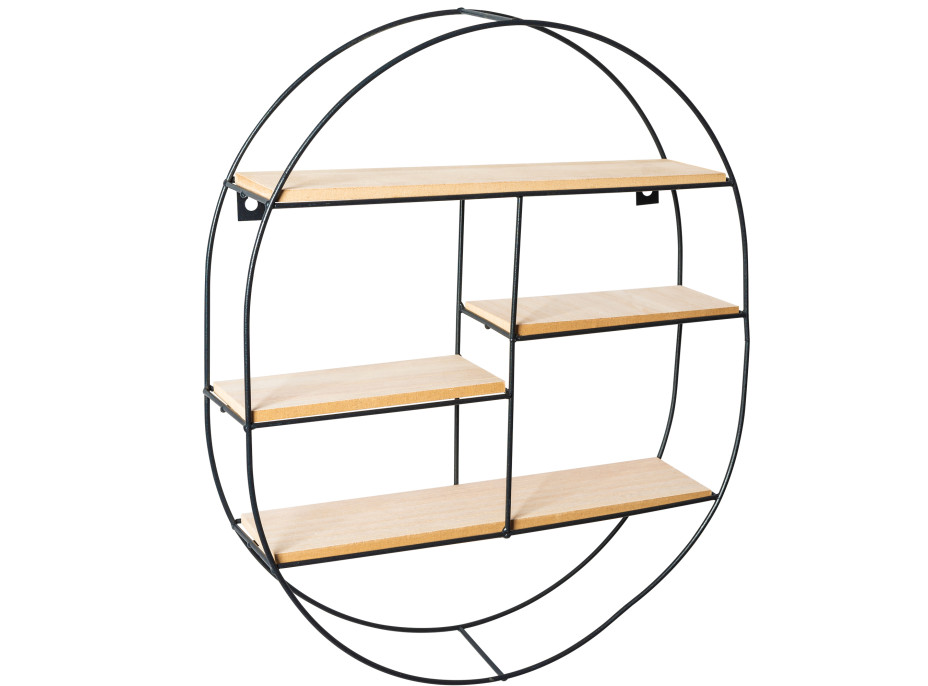 Závěsný regál LOFT oval - kovový - 50x40x10 cm