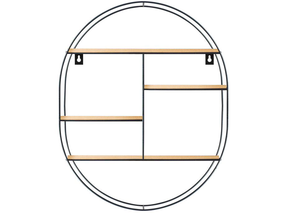 Závěsný regál LOFT oval - kovový - 50x40x10 cm