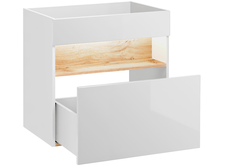 Koupelnová závěsná skříňka pod umyvadlo HAVANA bílá 60 cm s LED osvětlením