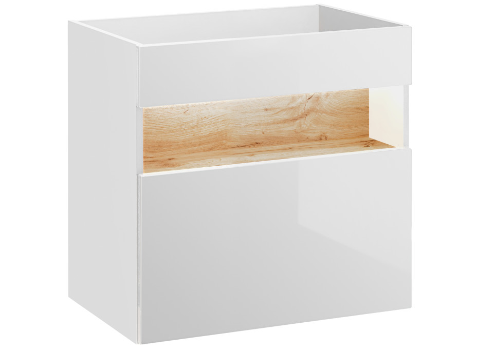 Koupelnová závěsná skříňka pod umyvadlo HAVANA bílá 60 cm s LED osvětlením