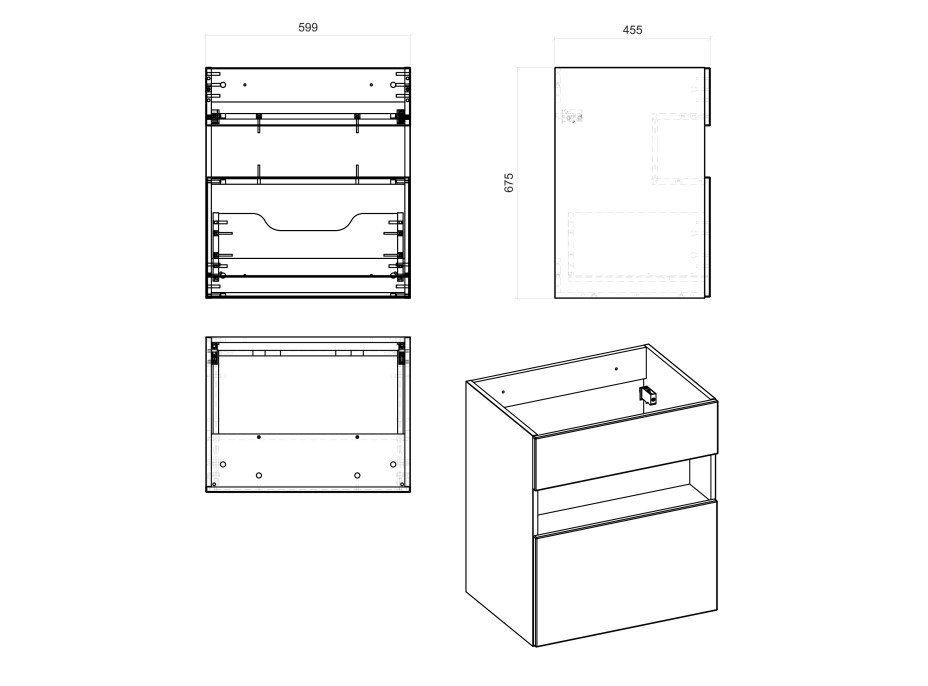 Koupelnová závěsná skříňka pod umyvadlo HAVANA bílá 60 cm s LED osvětlením