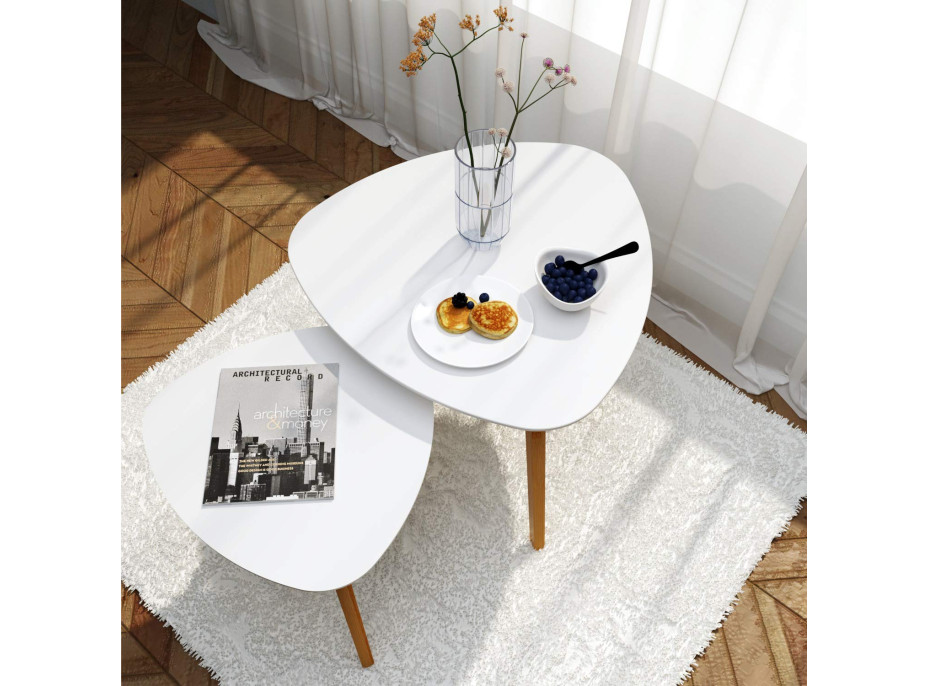 Konferenční stolek SCANDI - bílý/dub - 50x50x50 cm