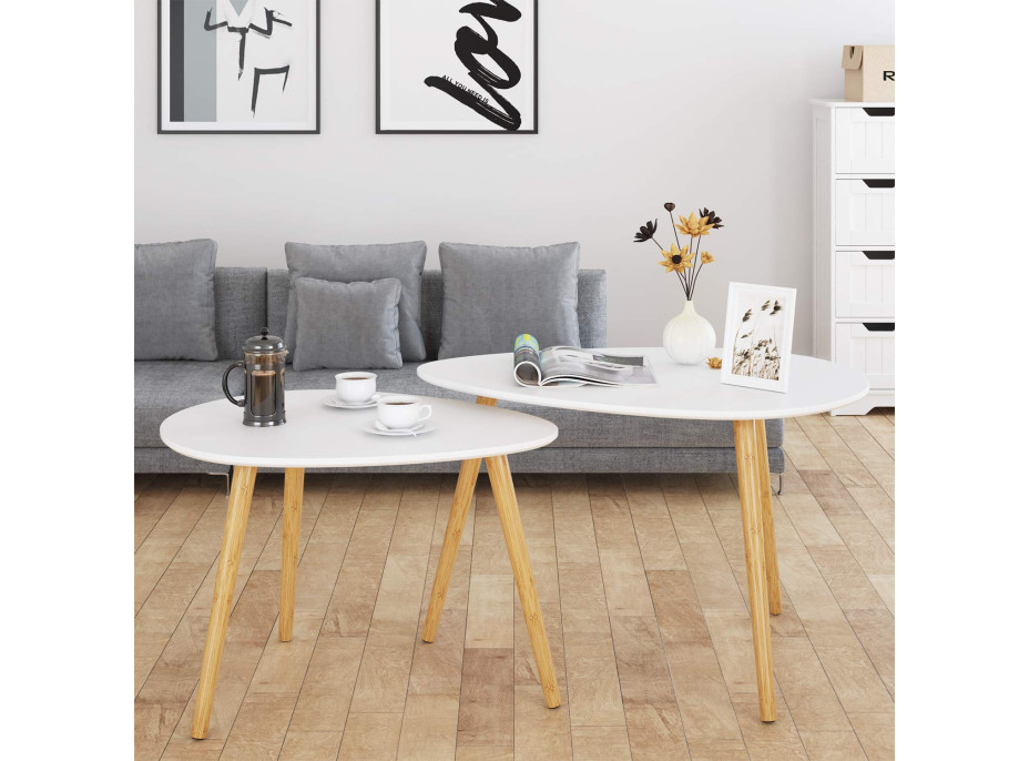 Konferenční stolek SCANDI - bílý/dub - 50x50x50 cm