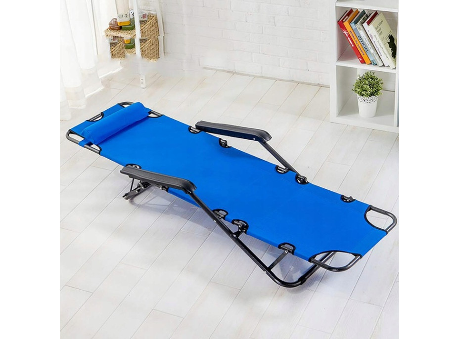 Zahradní rozkládací lehátko GRAVI modré s polštářkem