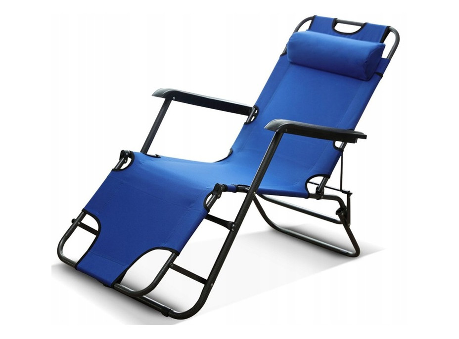 Zahradní rozkládací lehátko GRAVI modré s polštářkem
