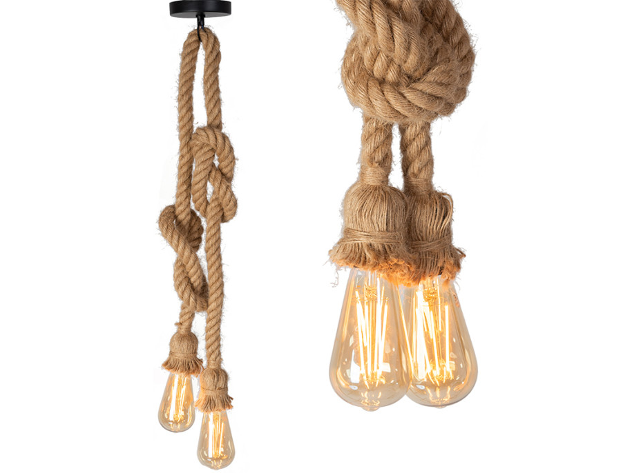 Stropní svítidlo 2 ROPES - kov/lano