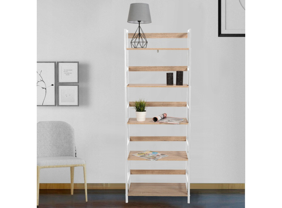 Úložný regál CARGO - 170x64x34 cm - bílý/dub sonoma