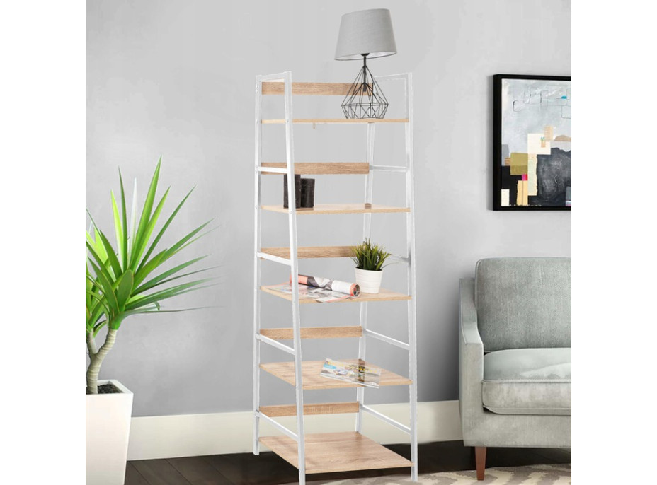 Úložný regál CARGO - 170x64x34 cm - bílý/dub sonoma