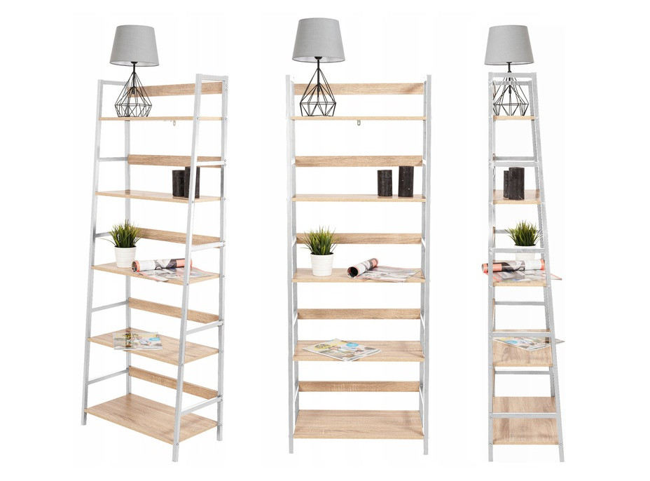 Úložný regál CARGO - 170x64x34 cm - bílý/dub sonoma