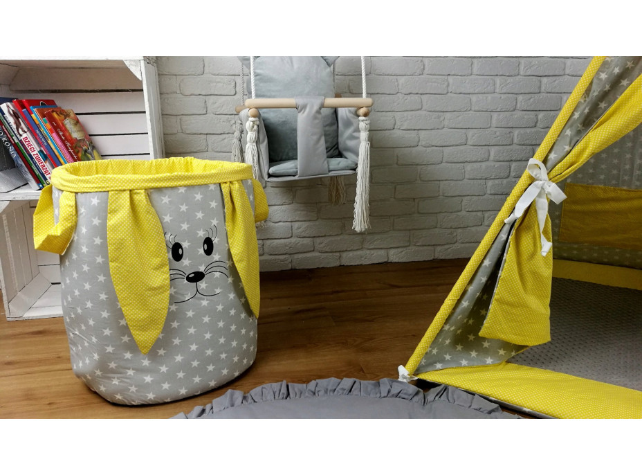 Dětský stan TEEPEE (TÝPÍ) EXCLUSIVE s doplňky - ŽLUTOŠEDÝ