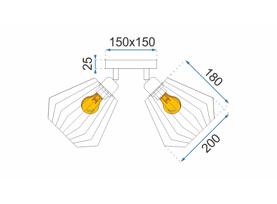 Stropní svítidlo DIAMOND - 2 svítidla na kloubu